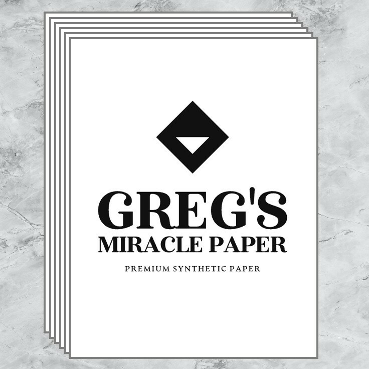 Greg’s Miracle Paper – 100 sheets of synthetic paper for inkjet printing 8.5×11