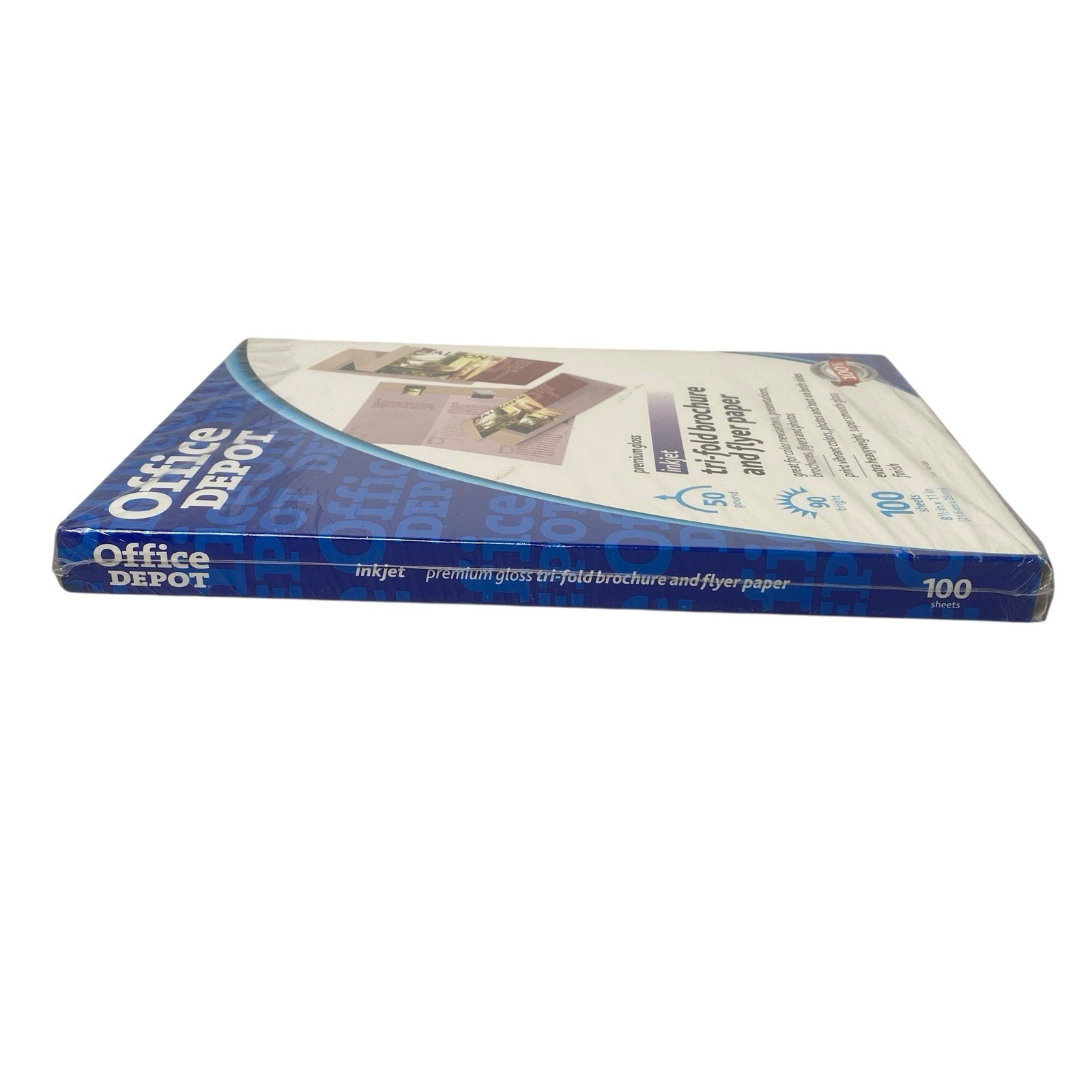 Office Depot Glossy Premium Tri-fold Brochure & Flyer Paper Inkjet 100 Sheet NEW