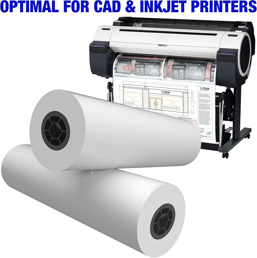 24″ x 150′ / 36″ x 150′ CAD Bond Plotter Paper – 80gsm Wide Format Roll 1-4 Roll