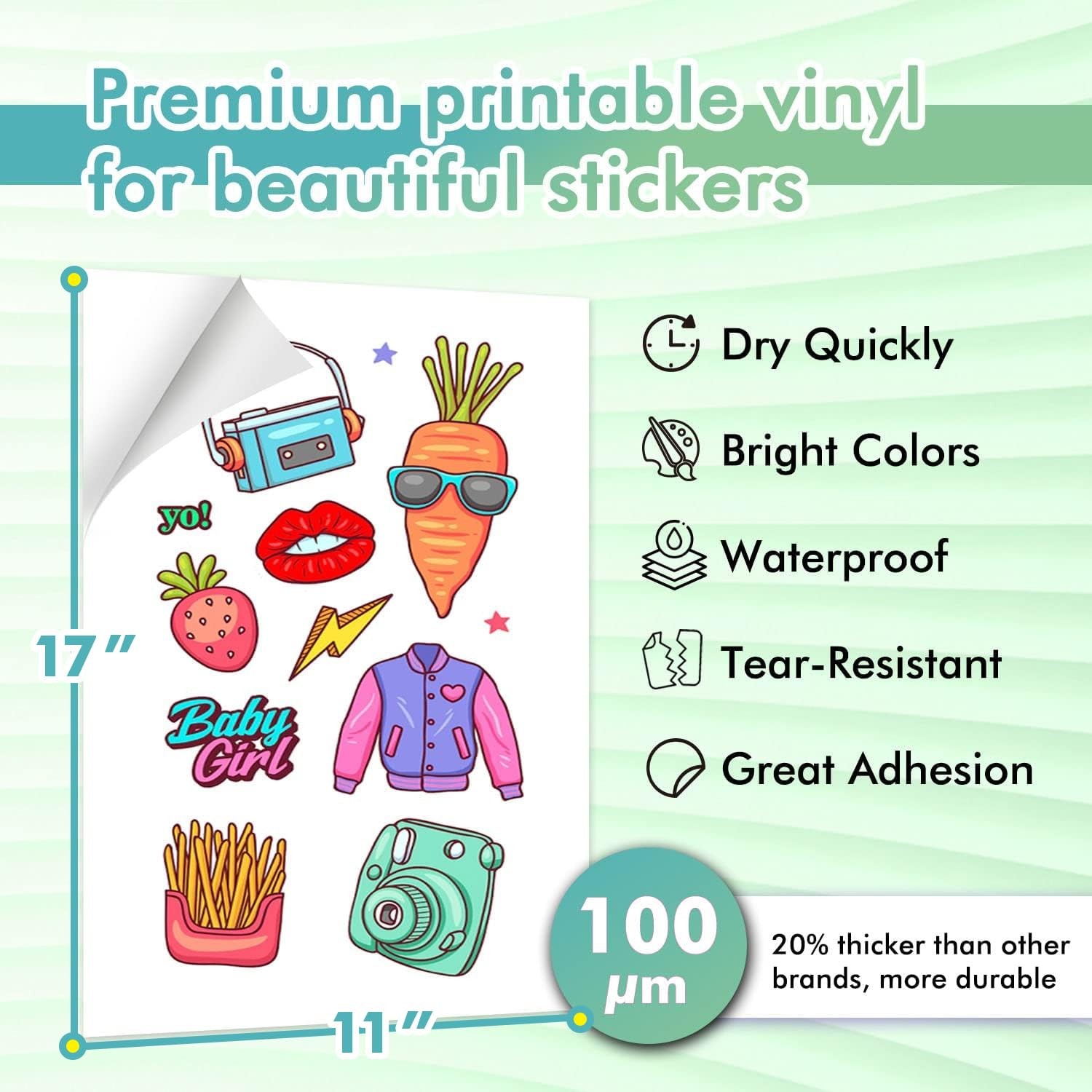 Koala Printable Vinyl Sticker Paper for Inkjet Printer 11×17 Inch – 10 Sheets…