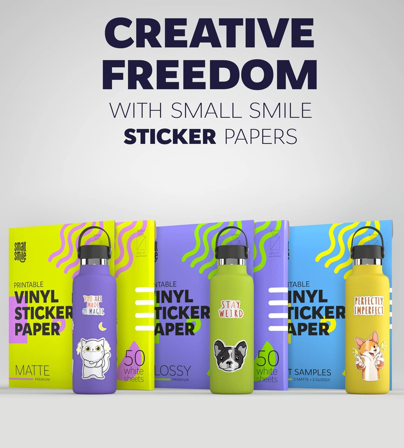 Premium Printable Vinyl Sticker Paper for Inkjet Printer and Laser – 50 White…