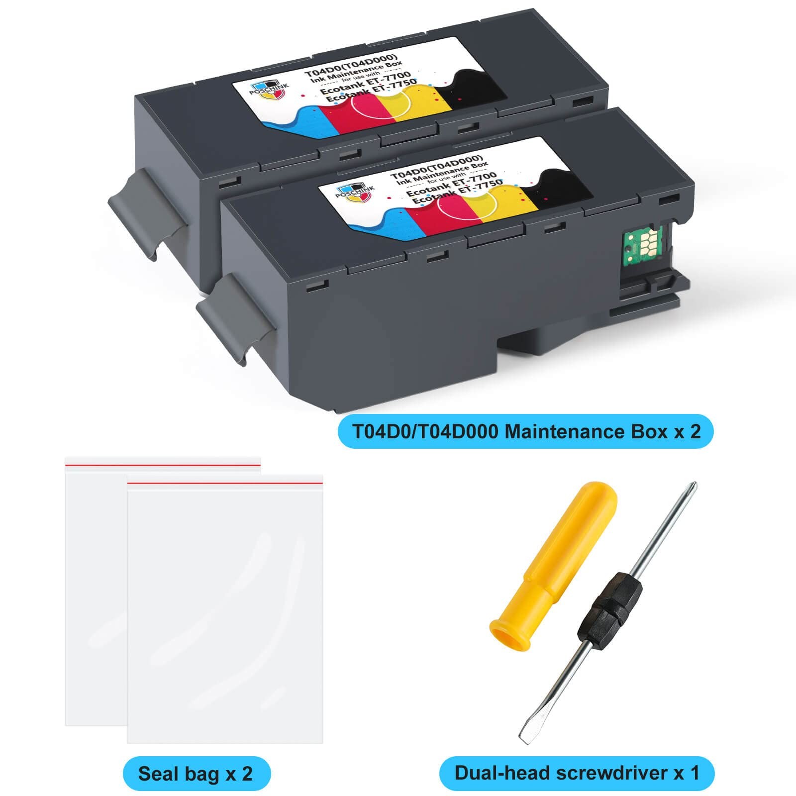 Poschink T04D0 Maintenance Box for Ecotank ET7700 ET7750 / ET-7700 T04D0x2
