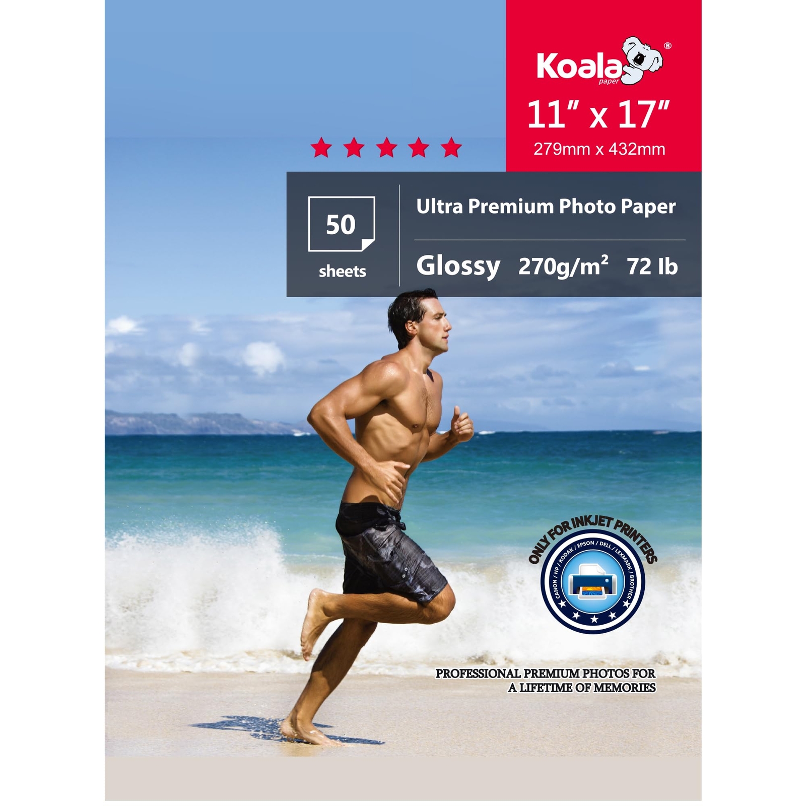11x17in Koala Ultra Premium Glossy Photo Paper 50 Sheets 72lb for Inkjet