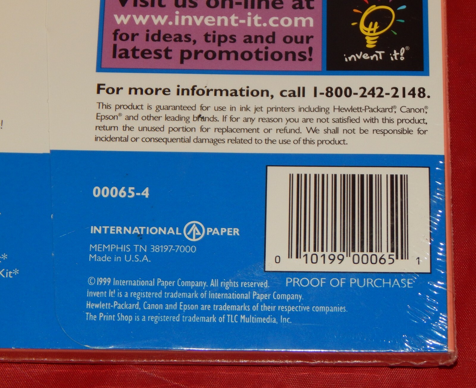 Invent It! 00065-4, 1/4 Fold Greeting Card Paper w/Matte Finish (New Unopened)