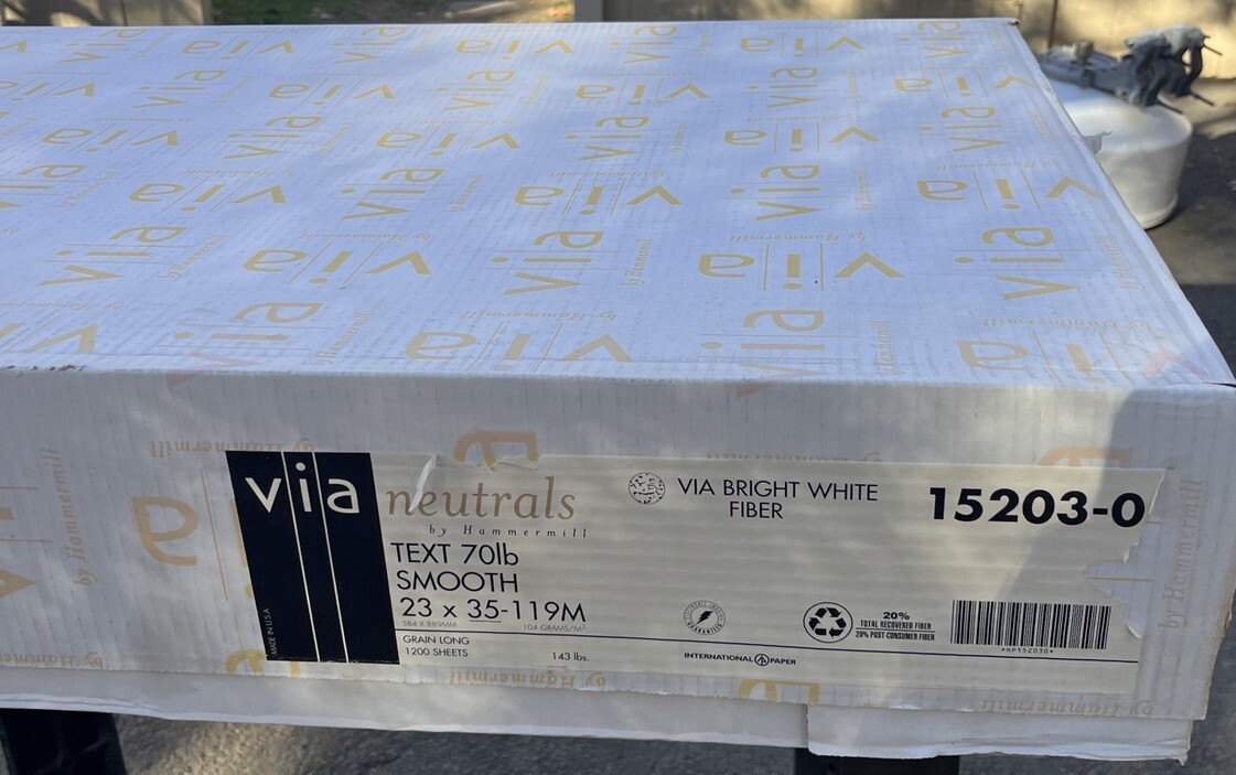 Via Smooth Bright White Fiber Paper ( 23×35 in) 70 lb (1200 Sheets) per Carton