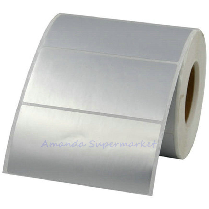 Silver PET Label Sticker 90*45mm 800pcs Thermal Transfer Silver PET Waterproof