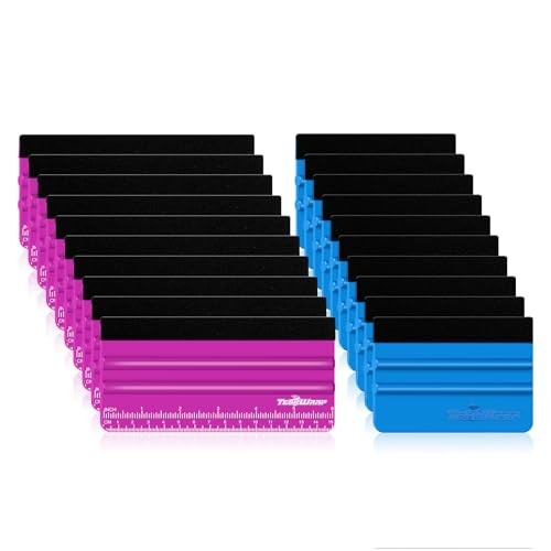 Professional Squeegee for Vinyl, 20 PCS Plastic Felt 20pcs Pitaya & Blue