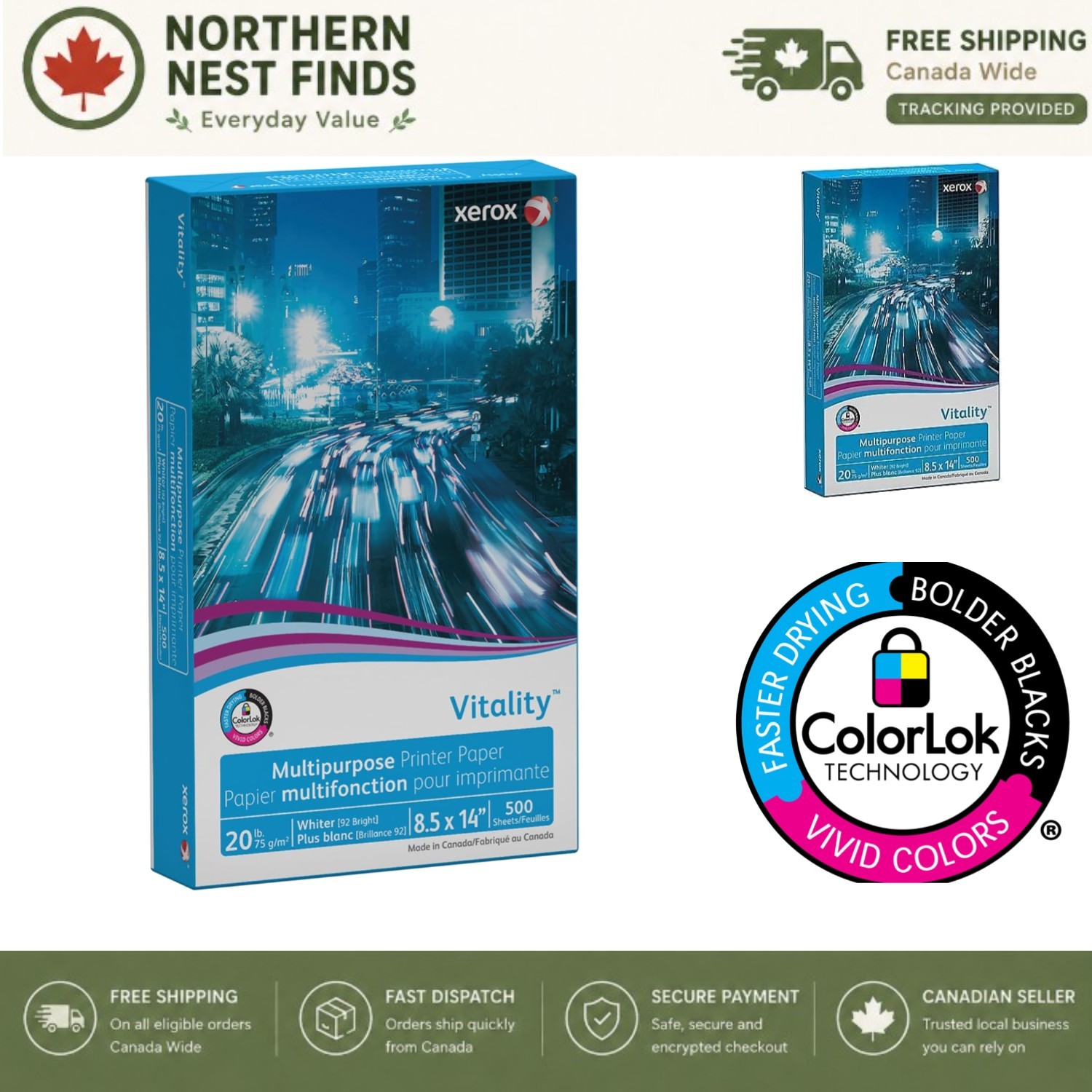 500 Sheets of Vitality Legal Size White Printer Paper – Double-Sided Use