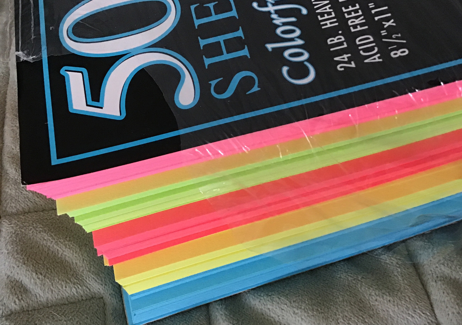 Open Pkg Pen-Tab Industries, Inc. Heavyweight Bond Bright Shades 8.5 x 11” Paper