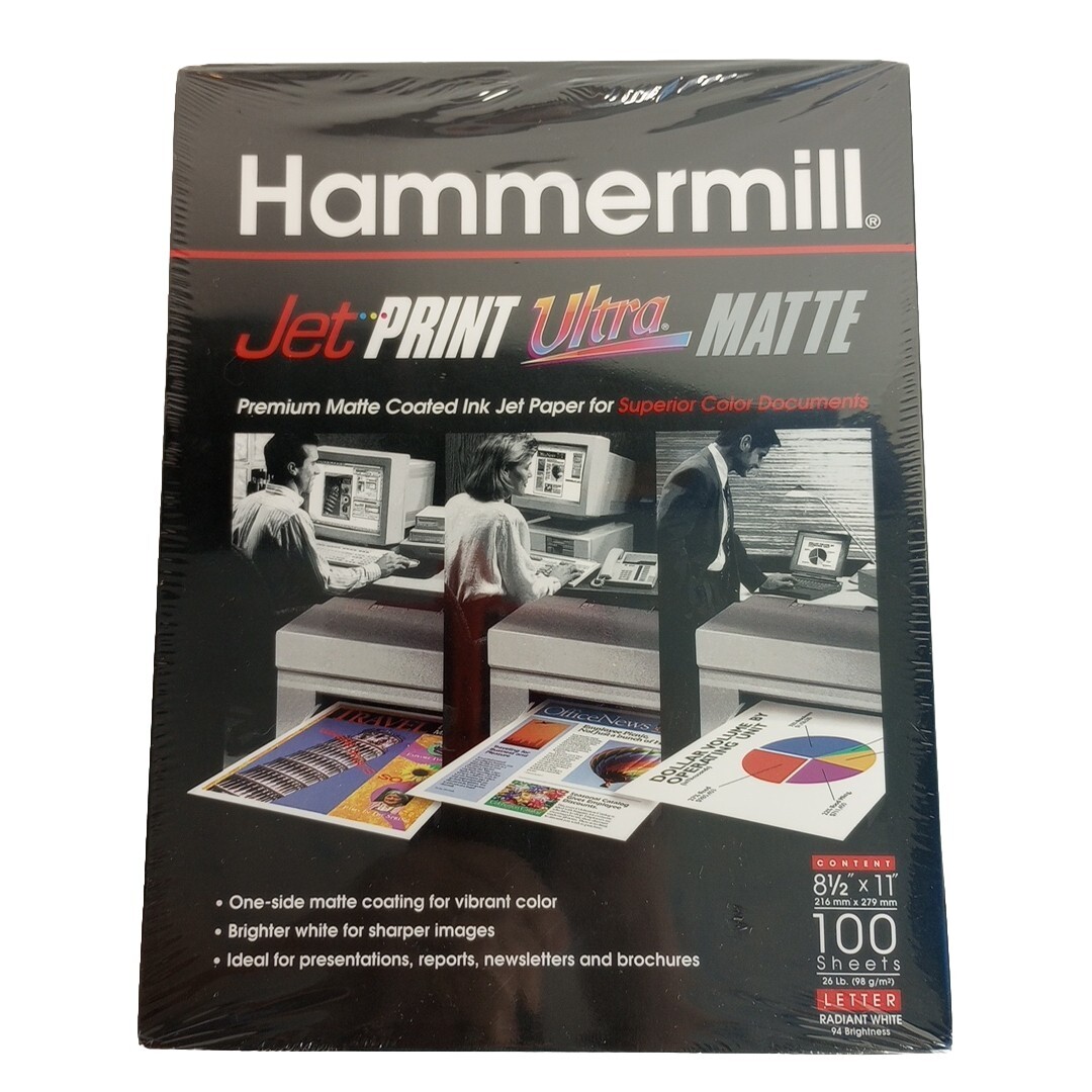 Hammermill Jet Print Ultra Matte Inkjet Paper 8.5″x11″ 100 Letter Sheets Coated