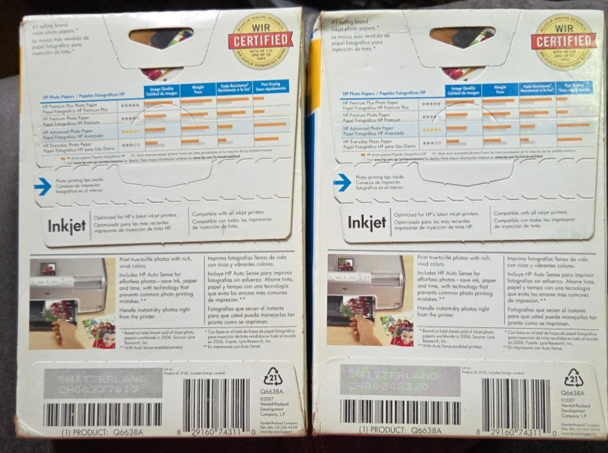 Hewlett Packard Q6638A Lot of Two 4×6 Glossy Advanced Photo Paper – Vintage NIB