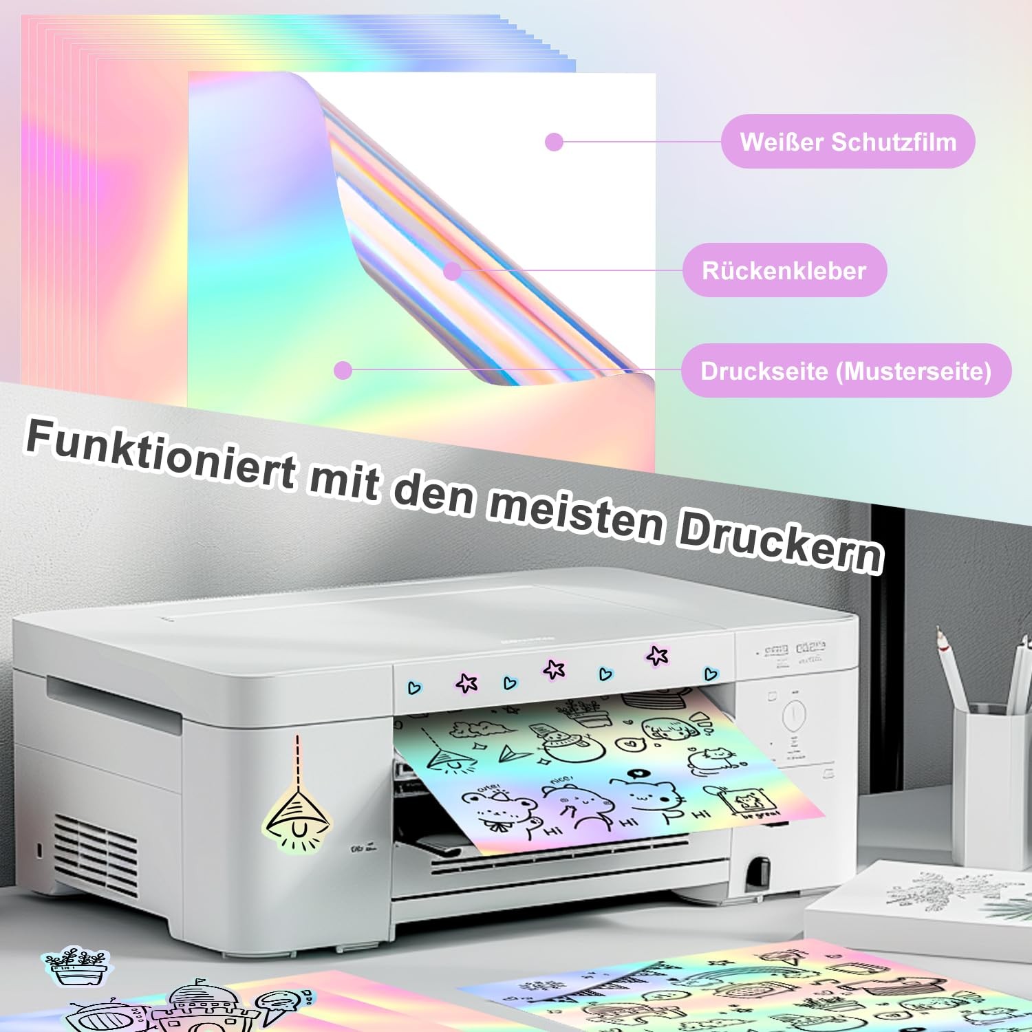Sticker paper paper for printing 30pcs A4 waterproof printable adhesive film…