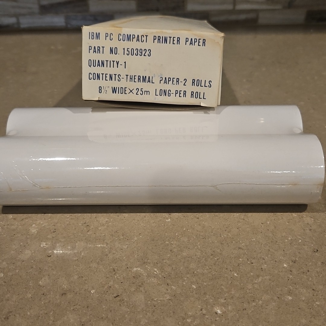 IBM PC Compact Printer Paper Thermal Paper 8 1/2 wide 25m Long Roll – 2 Rolls