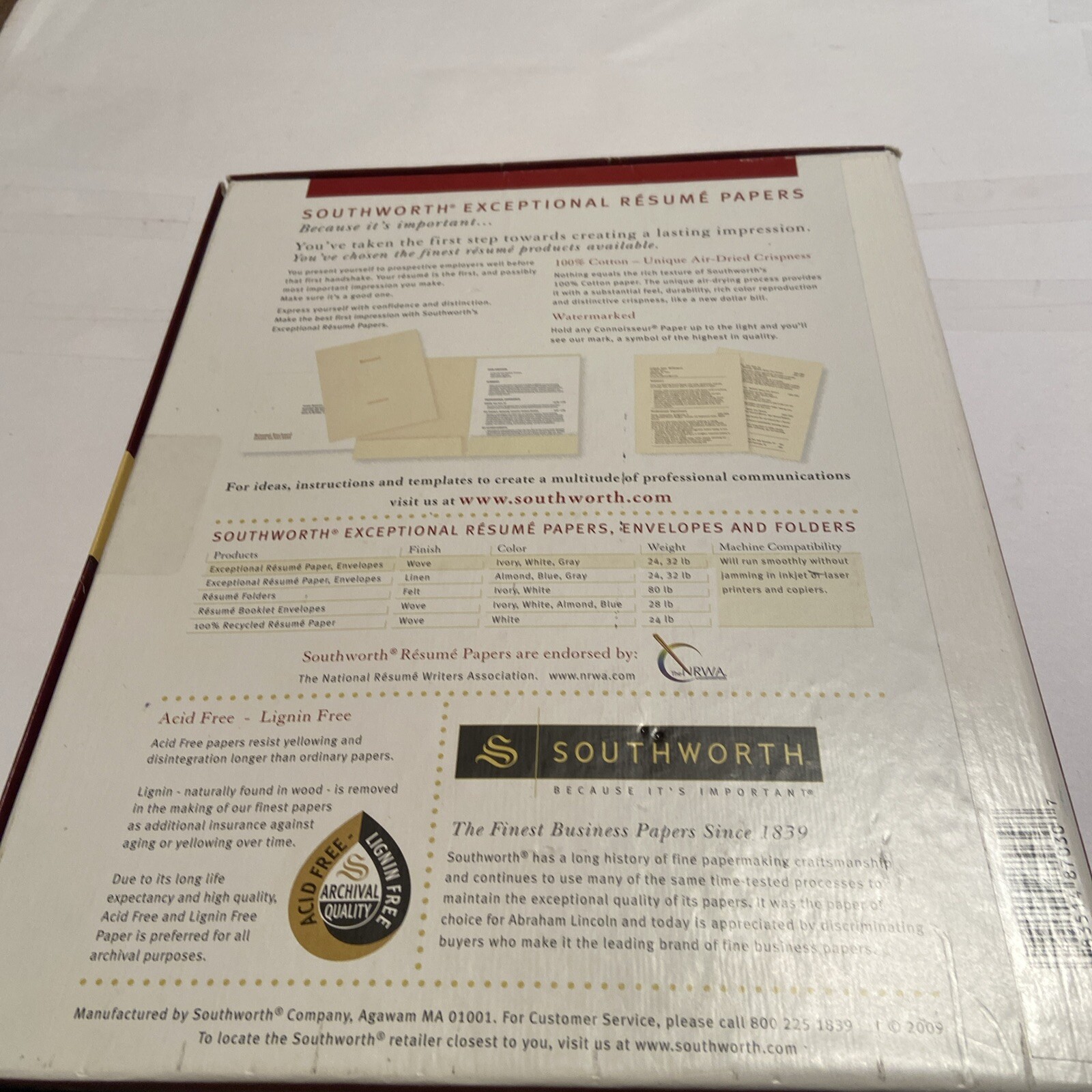 Southworth Resume Paper Preowned Ivory – 24 lb 3 Partical Boxes