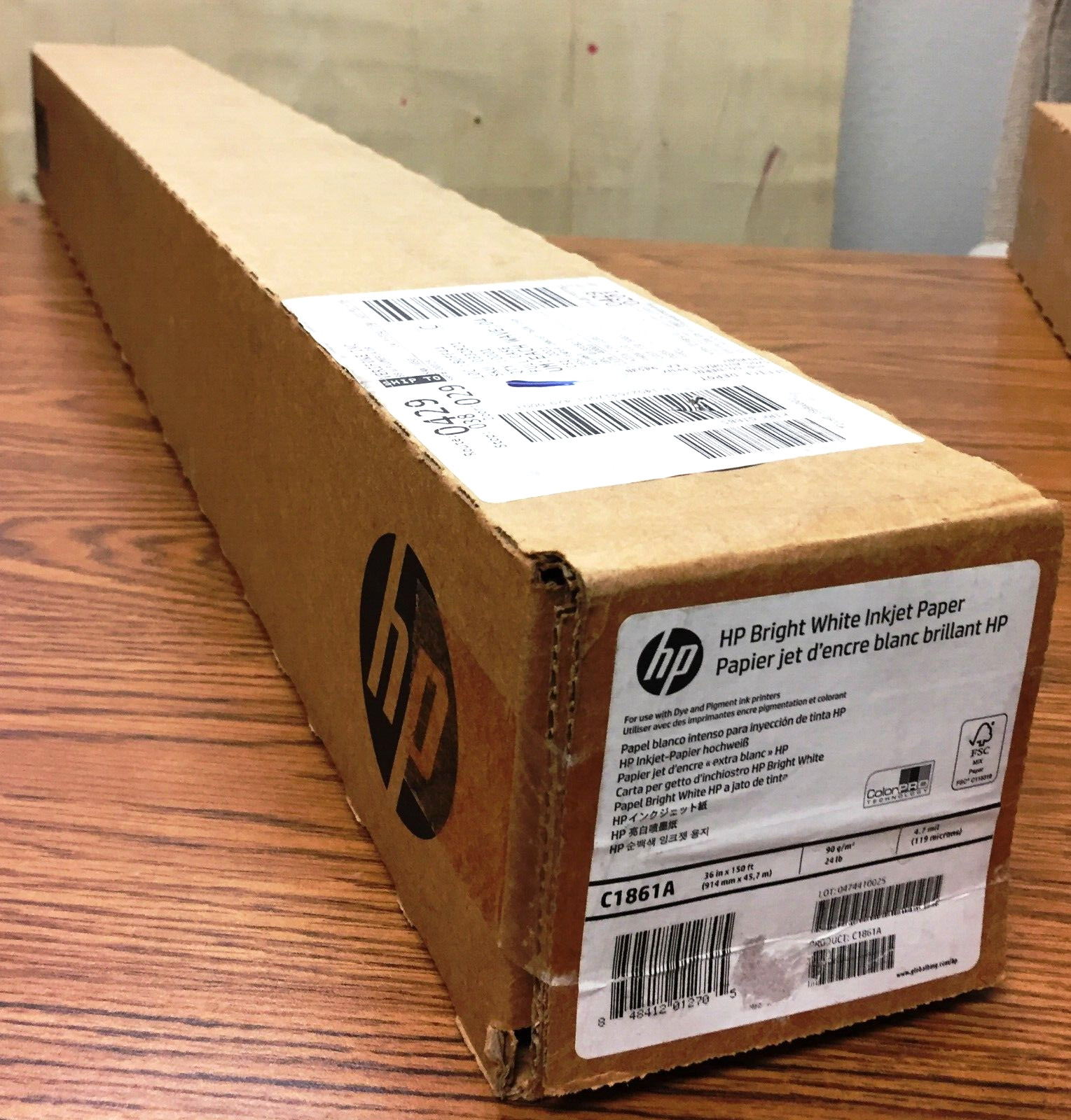 HP C1681A Bright White Inkjet Paper 36 x 150′ Roll (914mm x 45.7 Meters)