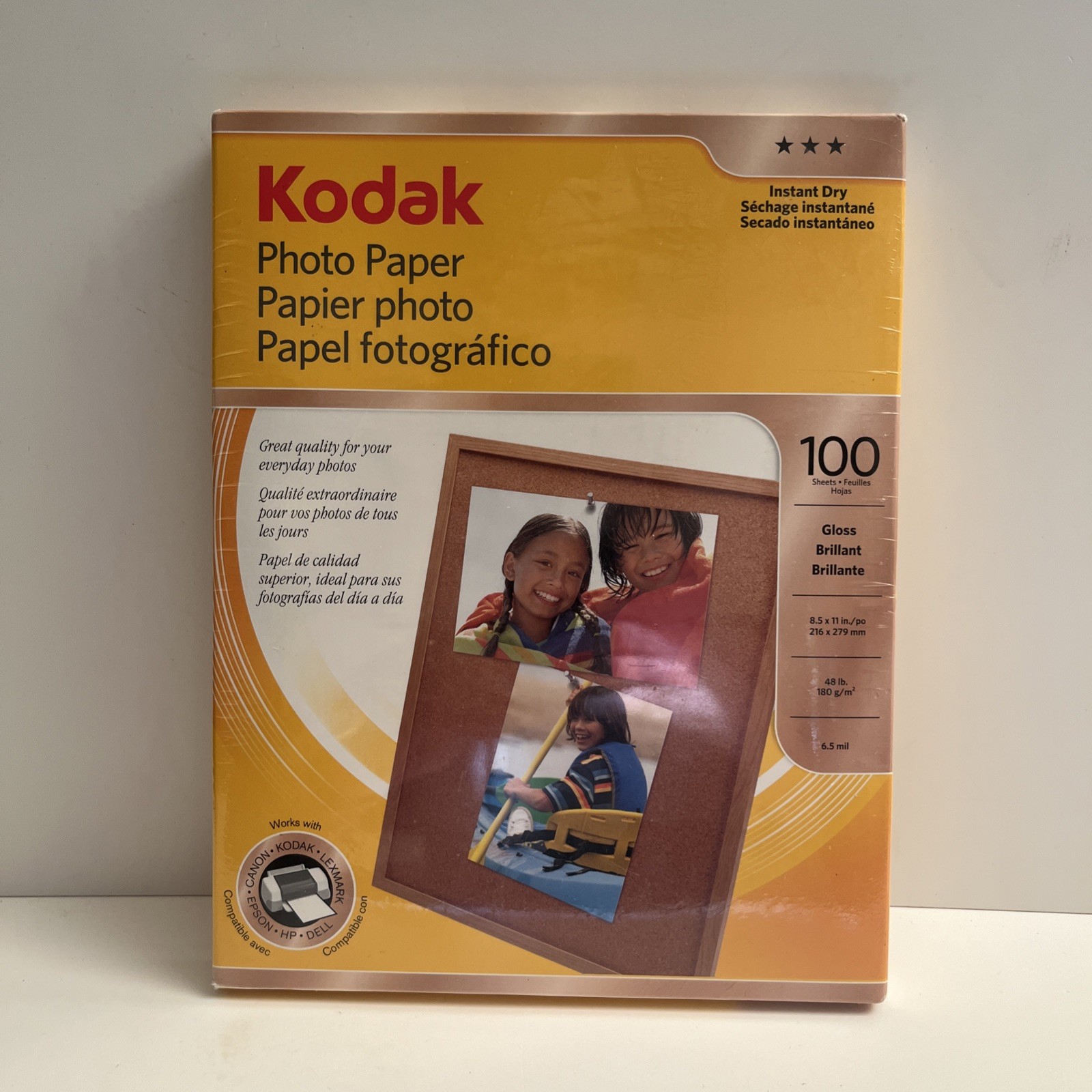 Kodak Photo Paper 8.5 x 11 inch 100 Sheets Gloss Brillant Brillante Instant Dry