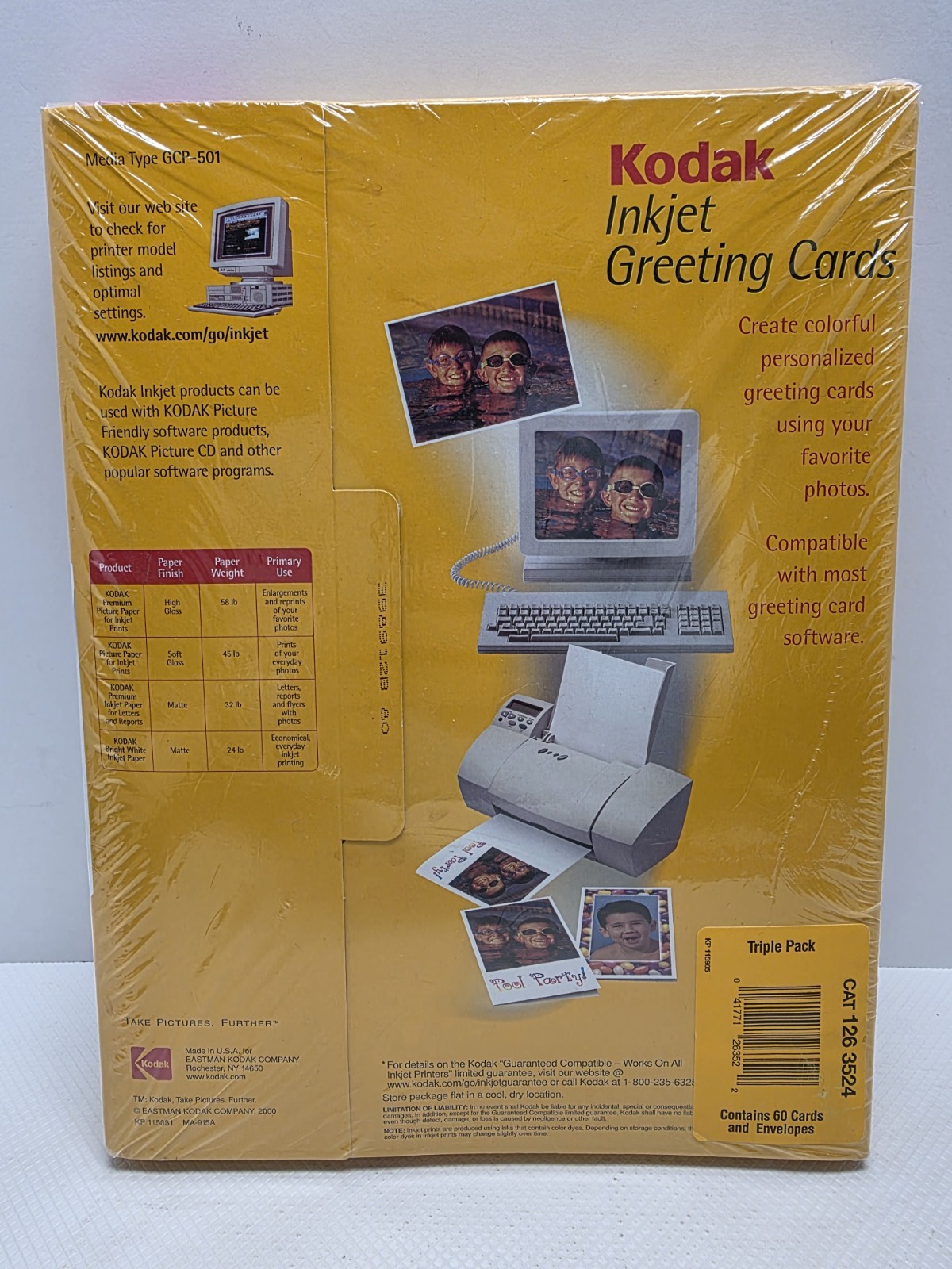 Kodak Inkjet Greeting Cards Triple Pack 60 Cards Envelopes Matte Half Fold New