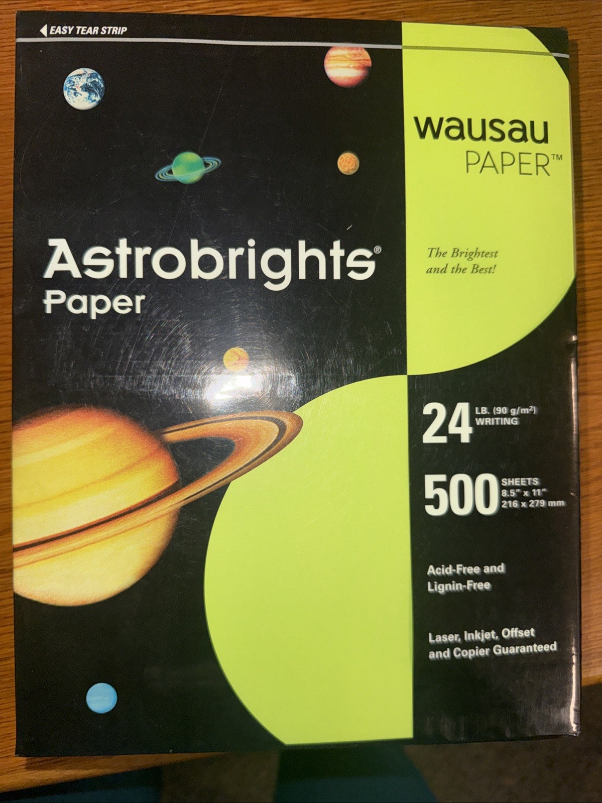 Astrobrights Wausau Premiu Color Paper, 8-1/2 x 11”, 24 Pound, Terra Green, 500