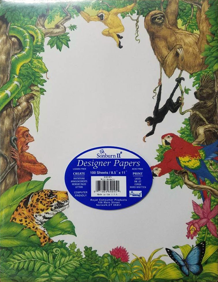 Wild Animals Designer Paper by Sonburn II – NEW – 100 sheets per pack