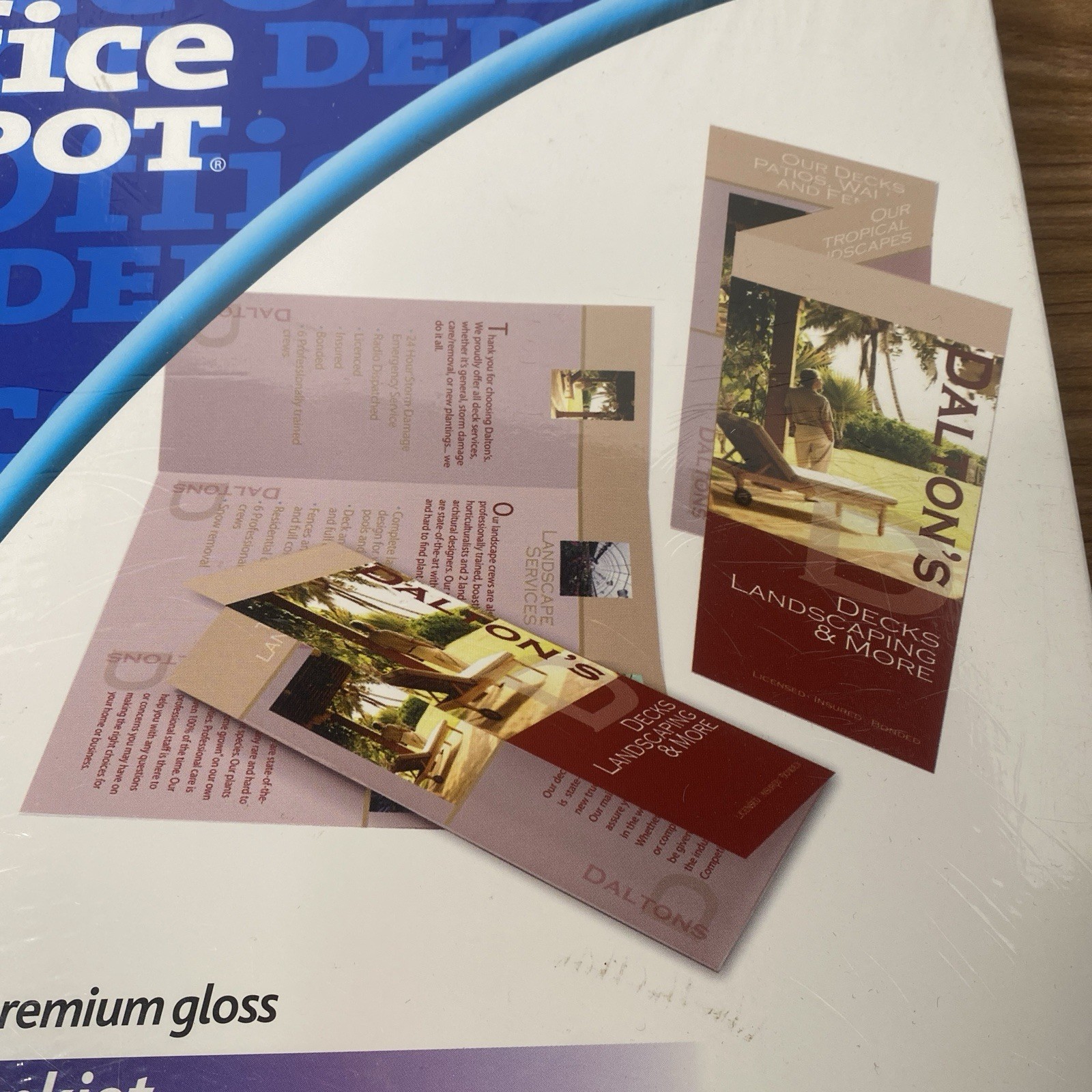 Office Depot Glossy Premium Tri-fold Brochure & Flyer Paper Inkjet 100 Sheet NEW
