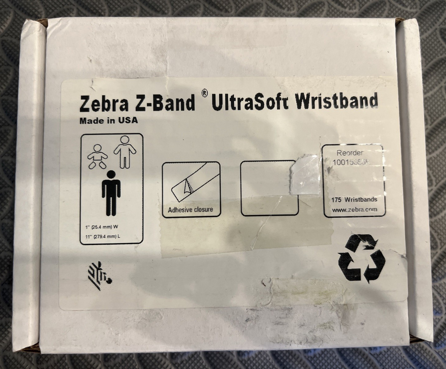 2 Qty Zebra 10015355K Z-Band UltraSoft Wristband 1″ x 11″ (175 Wristbands)