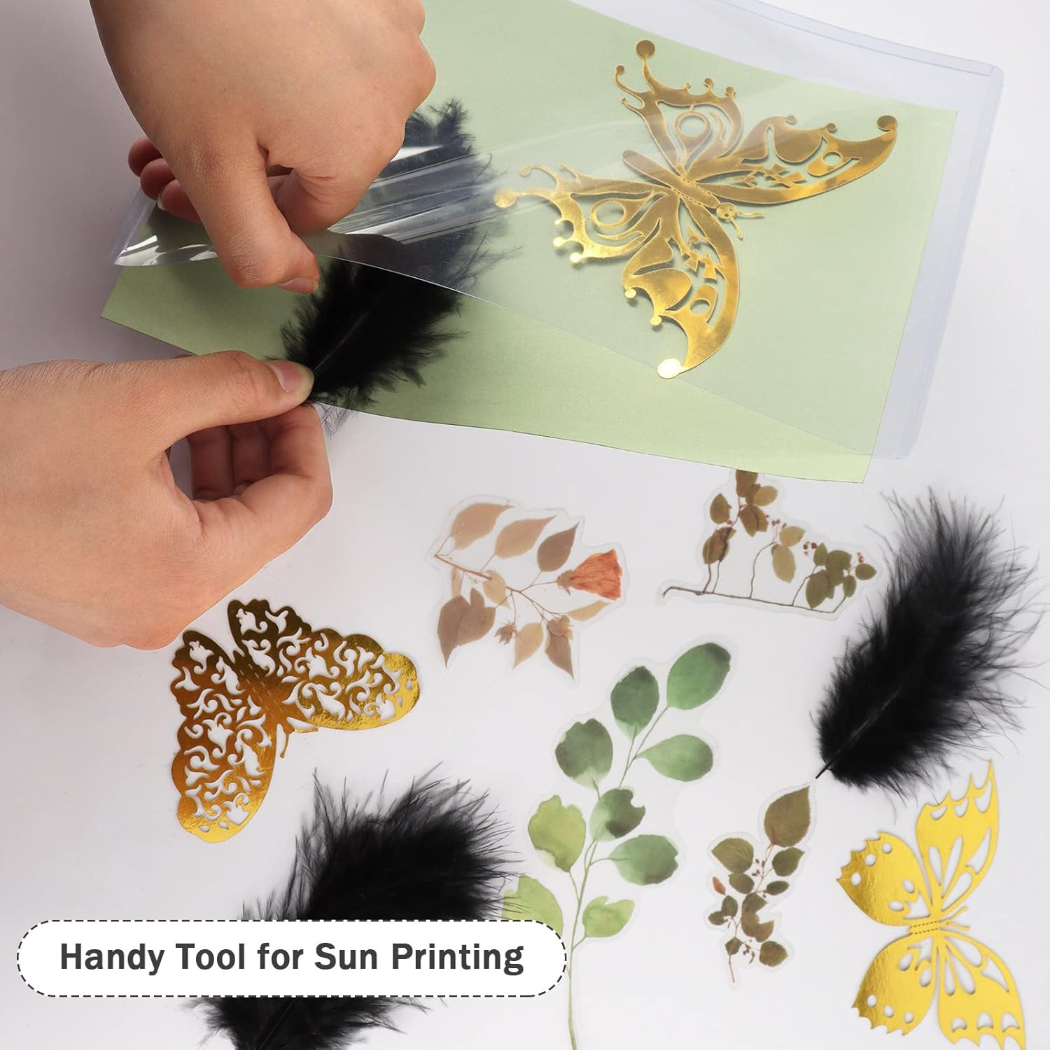 Sun Print Paper Cyanotype Paper Kit, 32 Sheets Sun Art Paper with 1 Plastic Tool