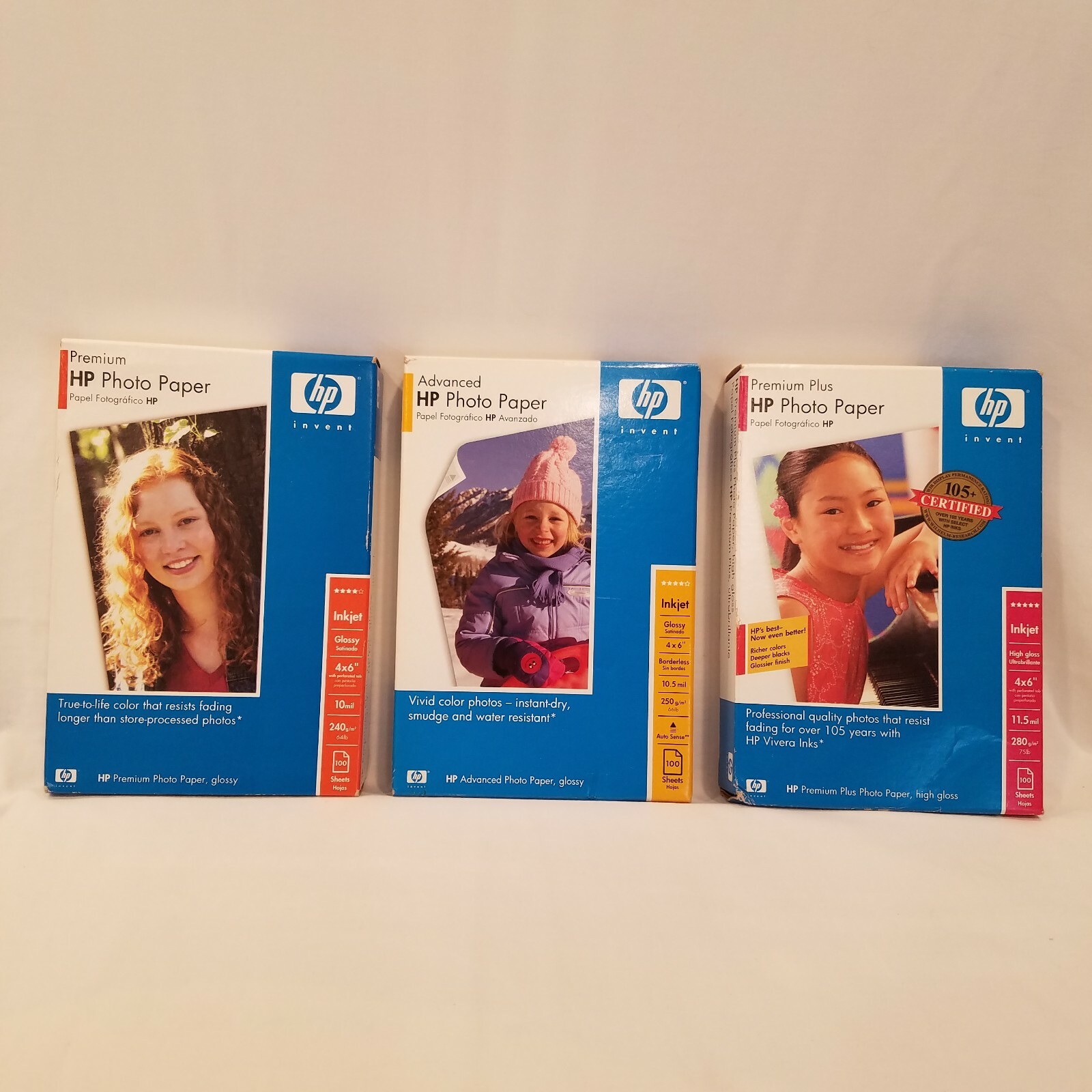 HP Advanced, Premium, Primium +, Photo Paper 4 x 6 Packages of 100 Sheets Each