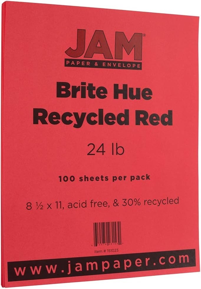 Vibrant Red 24lb Smooth-Free Paper – 8.5 x 11 – 100 Sheets for Creative Use