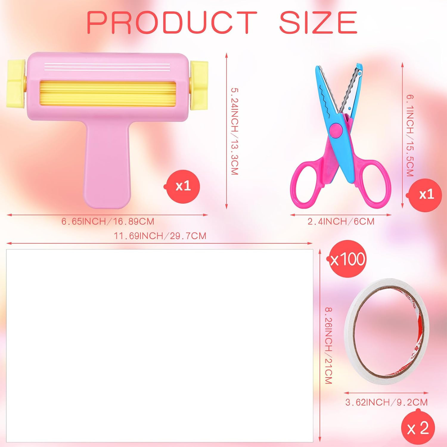 100 Sheets 8.25 x 11.6 Inches Glossy Thin Inkjet Paper Paper Crimper Pinking She