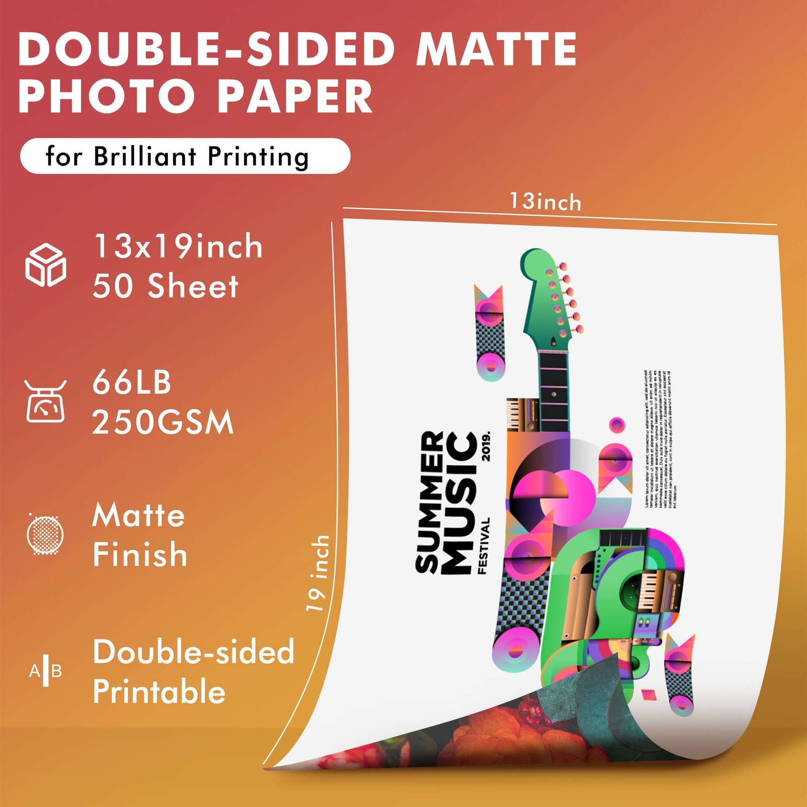 Koala 50 PCS Double Sided Matte Thick Photo Paper 13×19 Inch 250gsm Inkjet