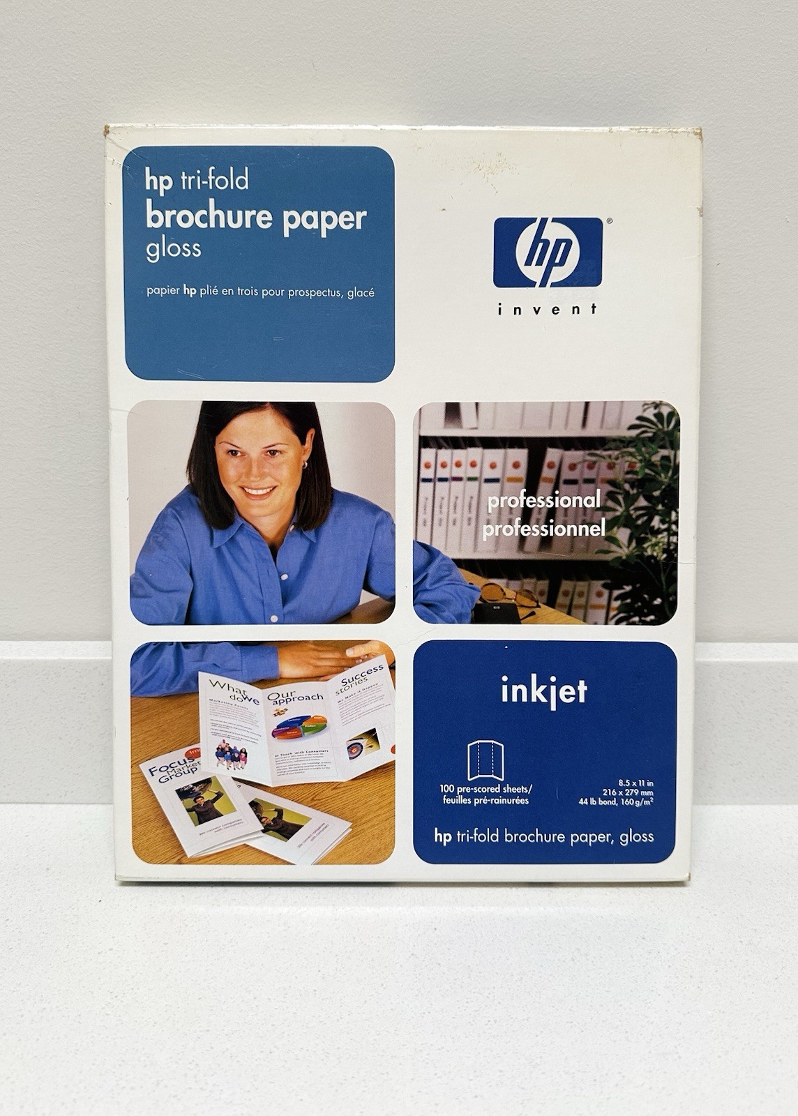 HP Tri-fold Glossy Brochure Paper Inkjet 100 Sheet 8.5×11 44lb Bond