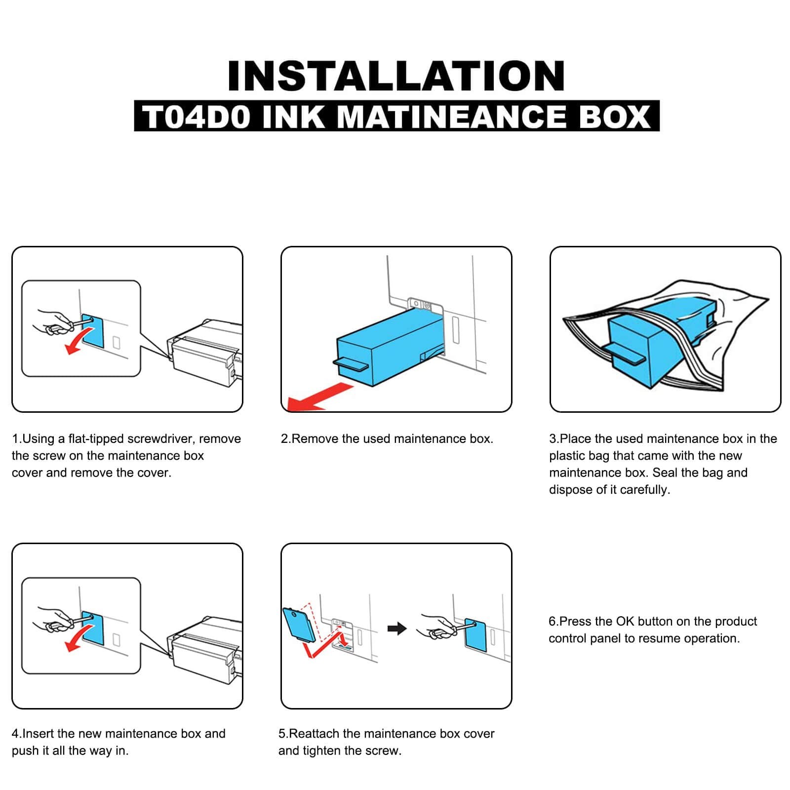 Poschink T04D0 Maintenance Box for Ecotank ET7700 ET7750 / ET-7700 T04D0x2
