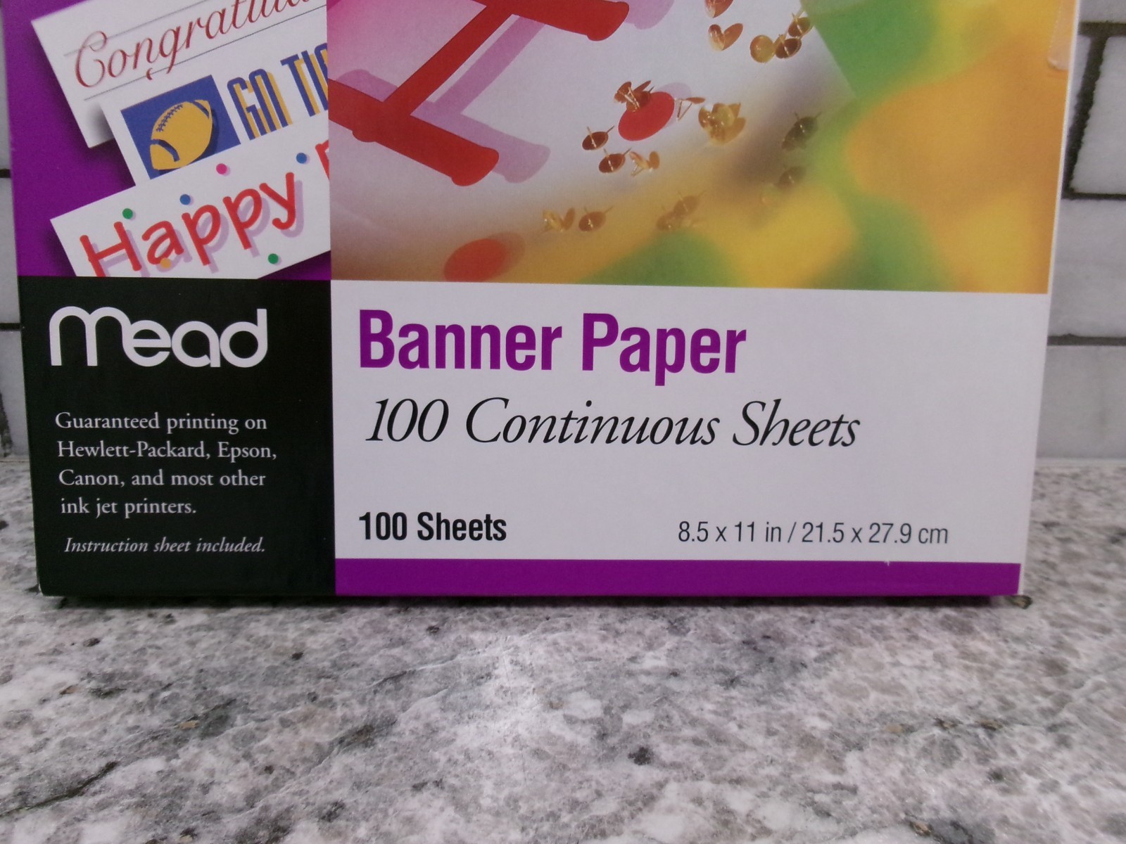 Mead Banner Paper, For Inkjet Printers, For Long Banners, 100 Continous Sheets