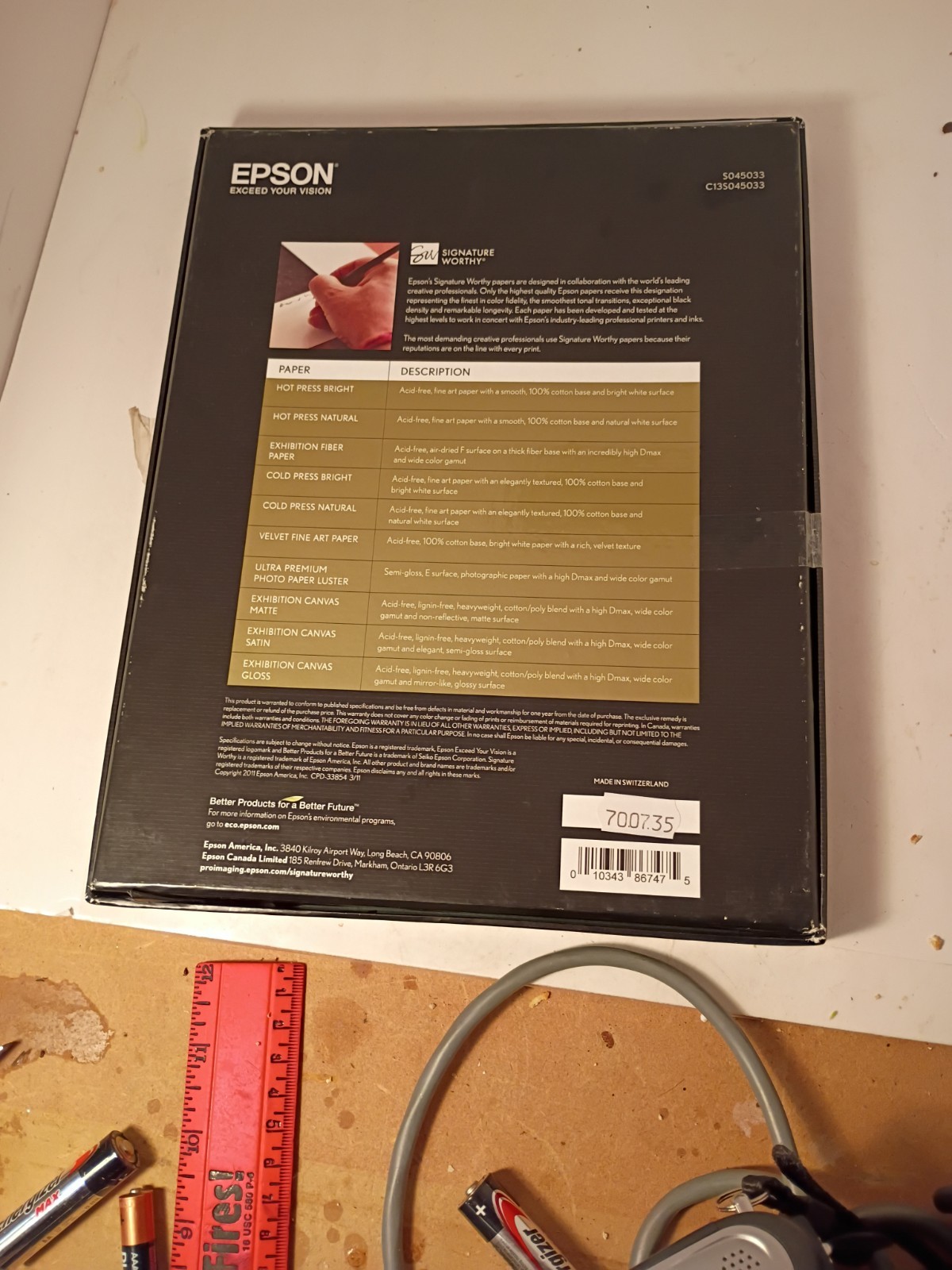 Epson Exhibition Fiber Paper | 8.5 x 11″ – 5 Sheets Open Box 1714