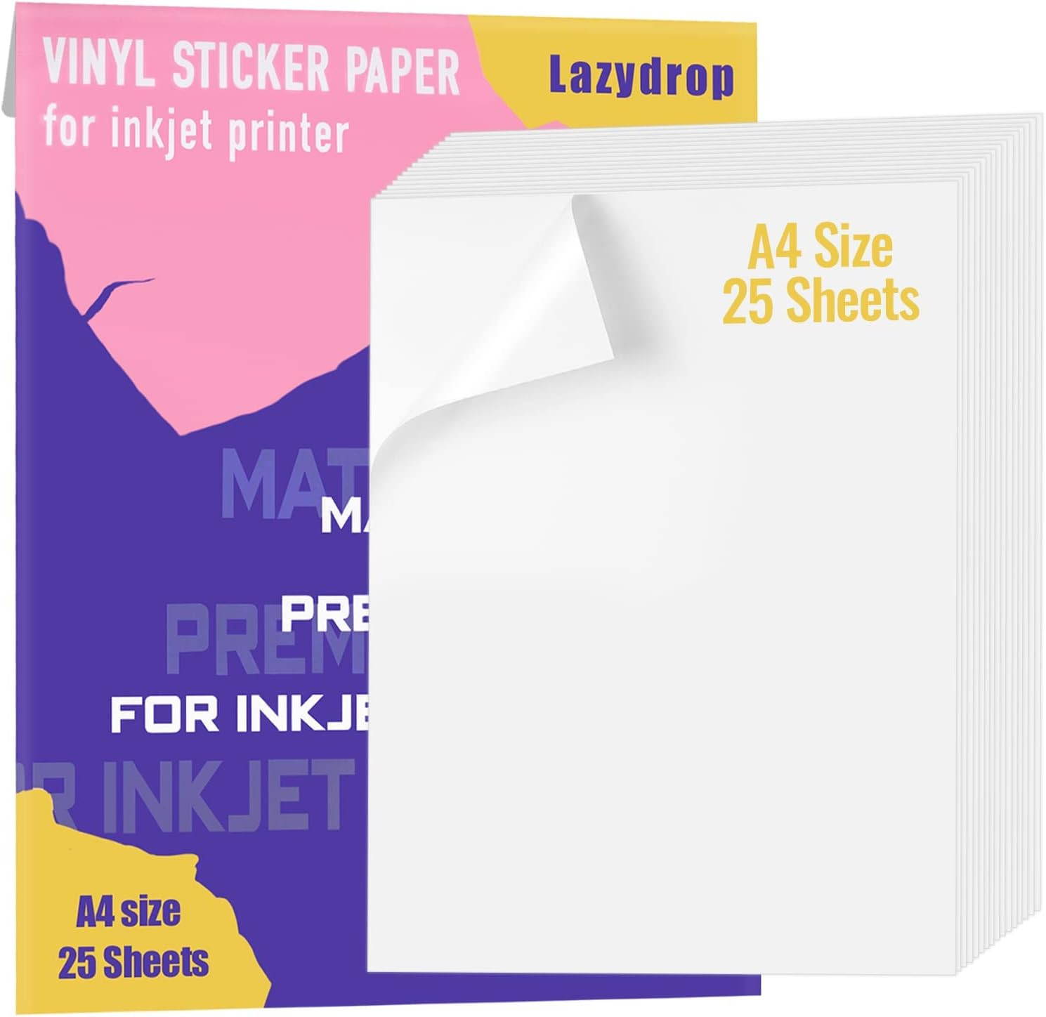 Premium Printable Vinyl Sticker Paper for Inkjet Printer – 25 Matte White Waterp