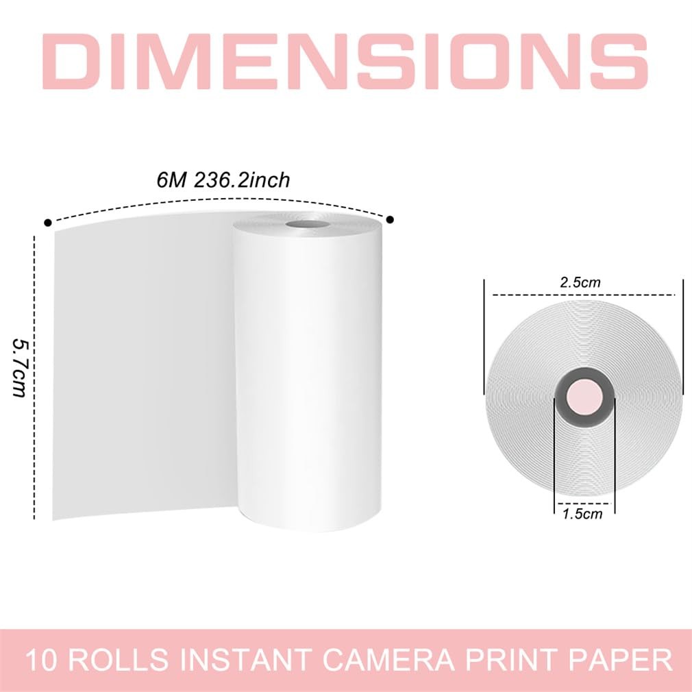 12 Rolls Thermal Print Camera Paper White Refill Printing Till Credit Card