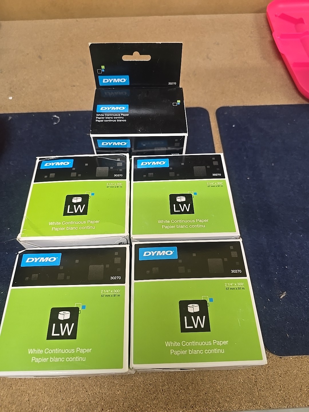 Lot 5 Dymo 30270 LW Continuous roll 2-1/4 X 300ft OEM Paper NEW LABEL WRITER 450