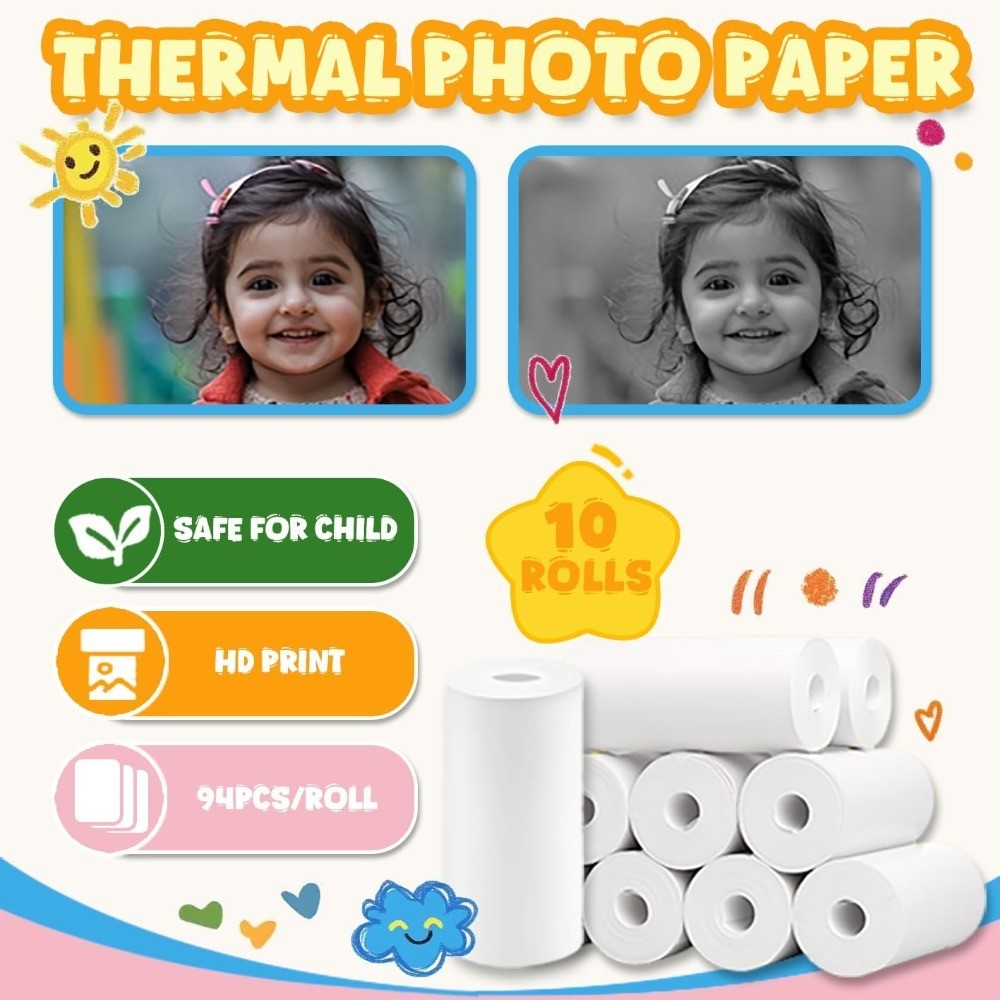 Thermal Paper Rolls for Kids Instant Print Camera, 57x25mm Photo Paper, 720