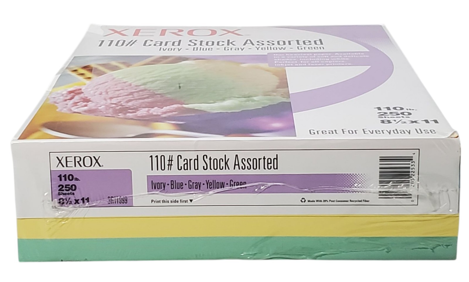 Xerox 110# Card Stock Color Variety Copy Printer Paper 250 Sheets 8 1/2″ × 11″