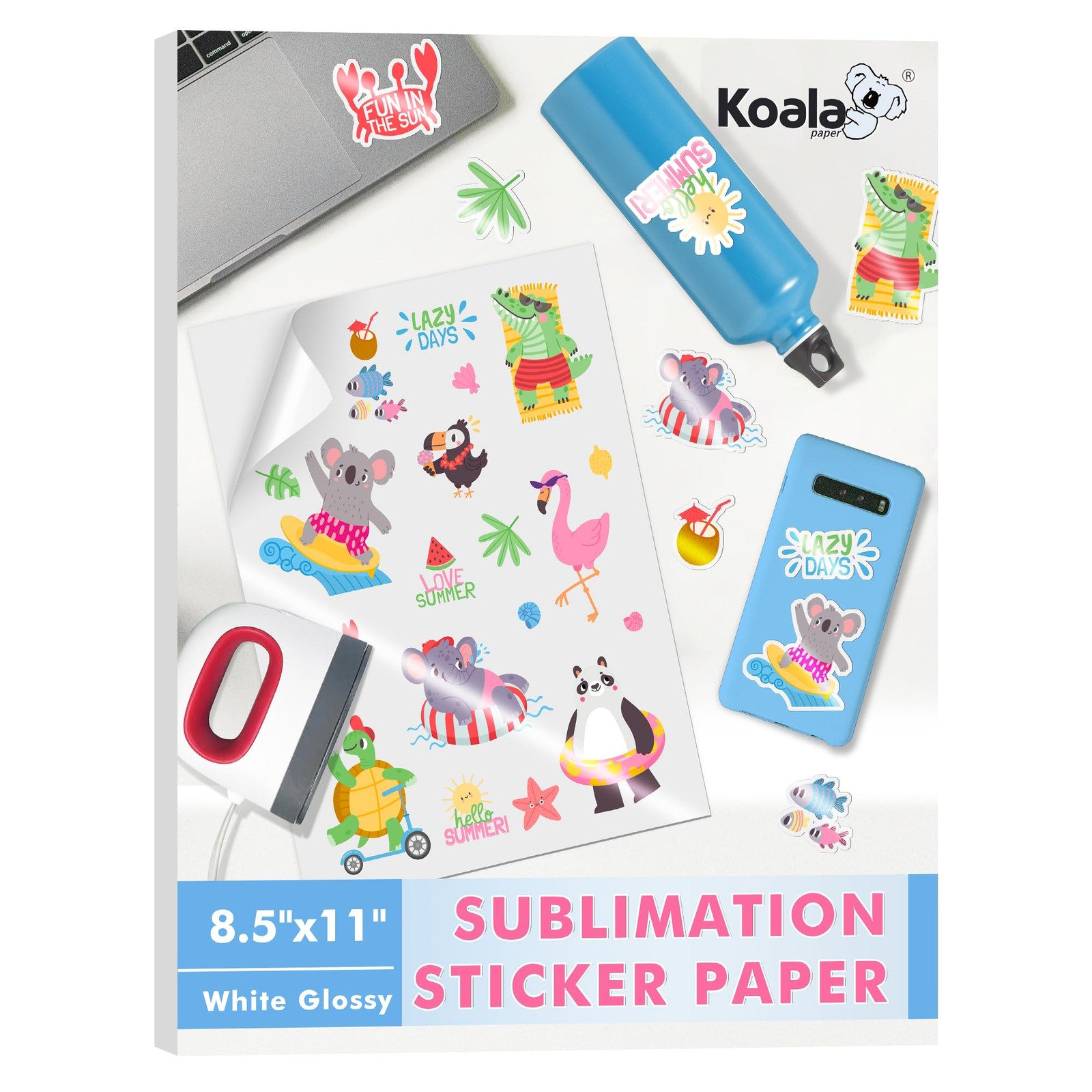 KOALA Sublimation Sticker Paper Glossy White Waterproof Vinyl 8.5×11 inch 25 …