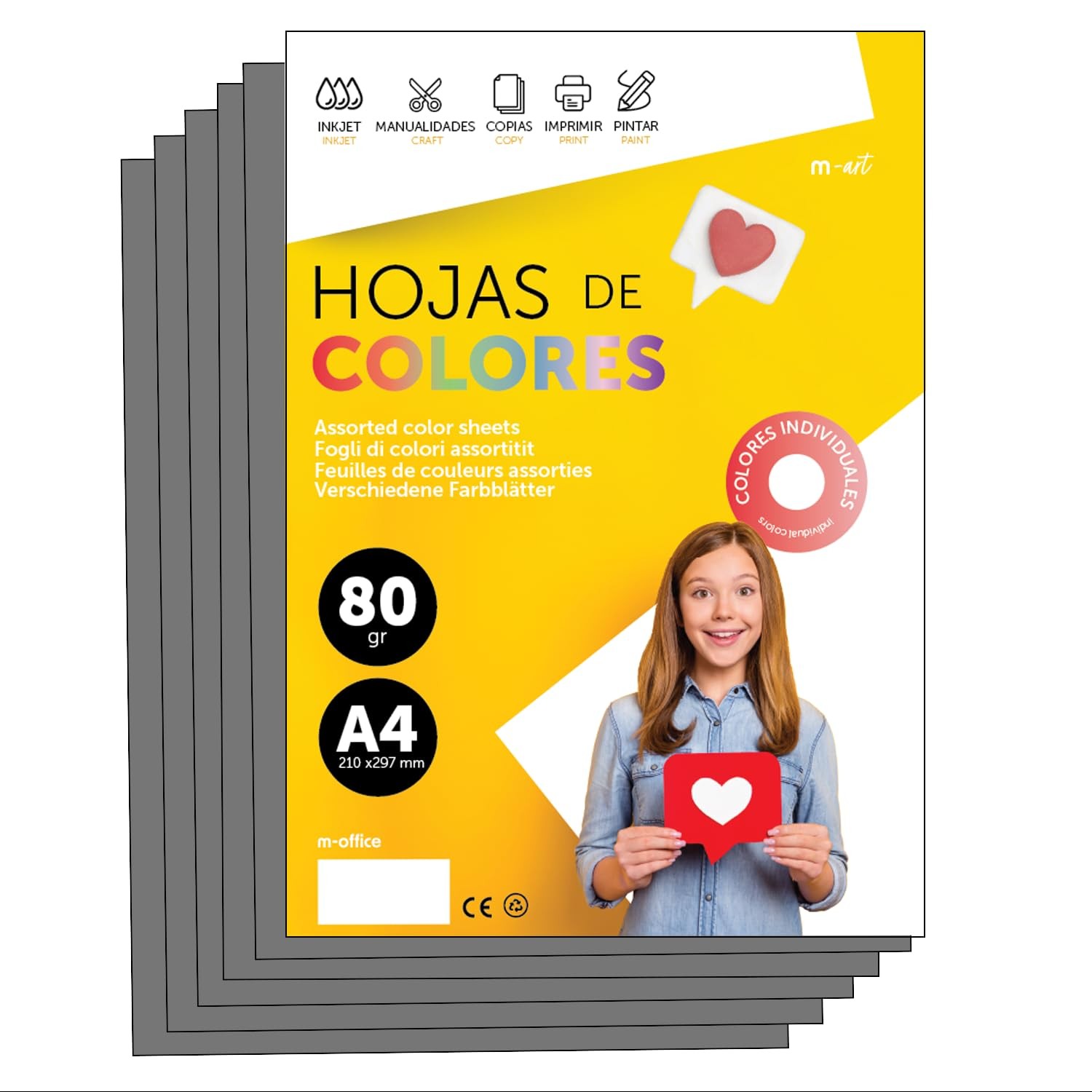 Colourful Paper A4 80g for Printers & Crafts, Coloured Sheets for Kids, Creat…