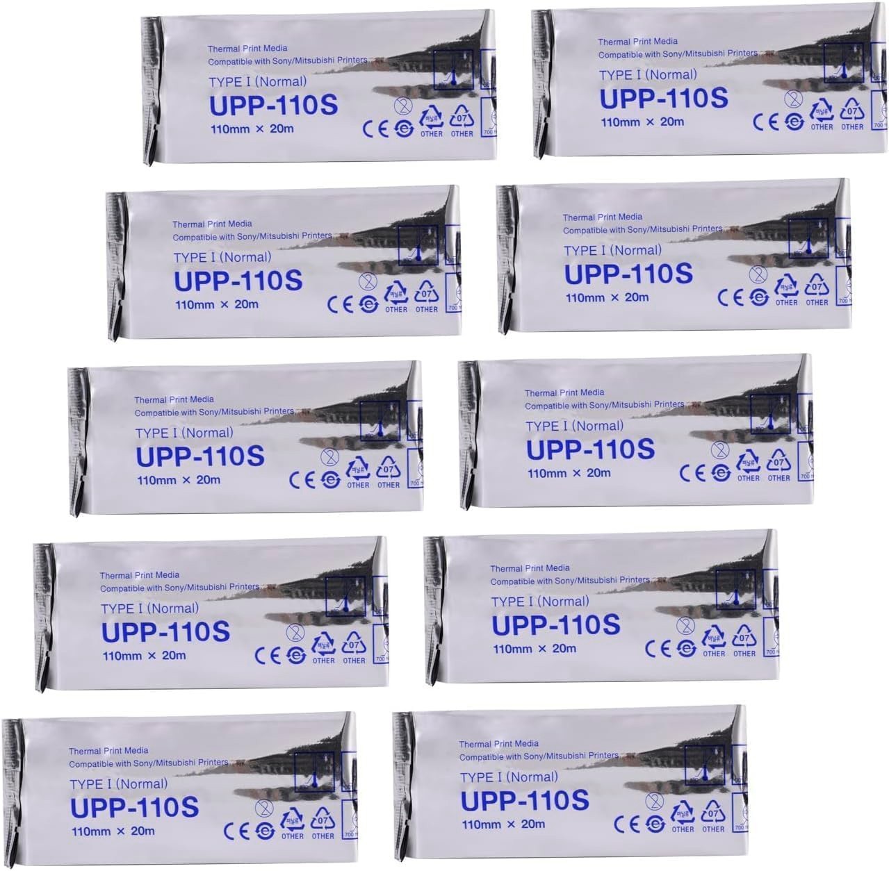 10 Rolls UPP-110S Type I Black & White Video Thermal Ultrasound Paper Film/Media