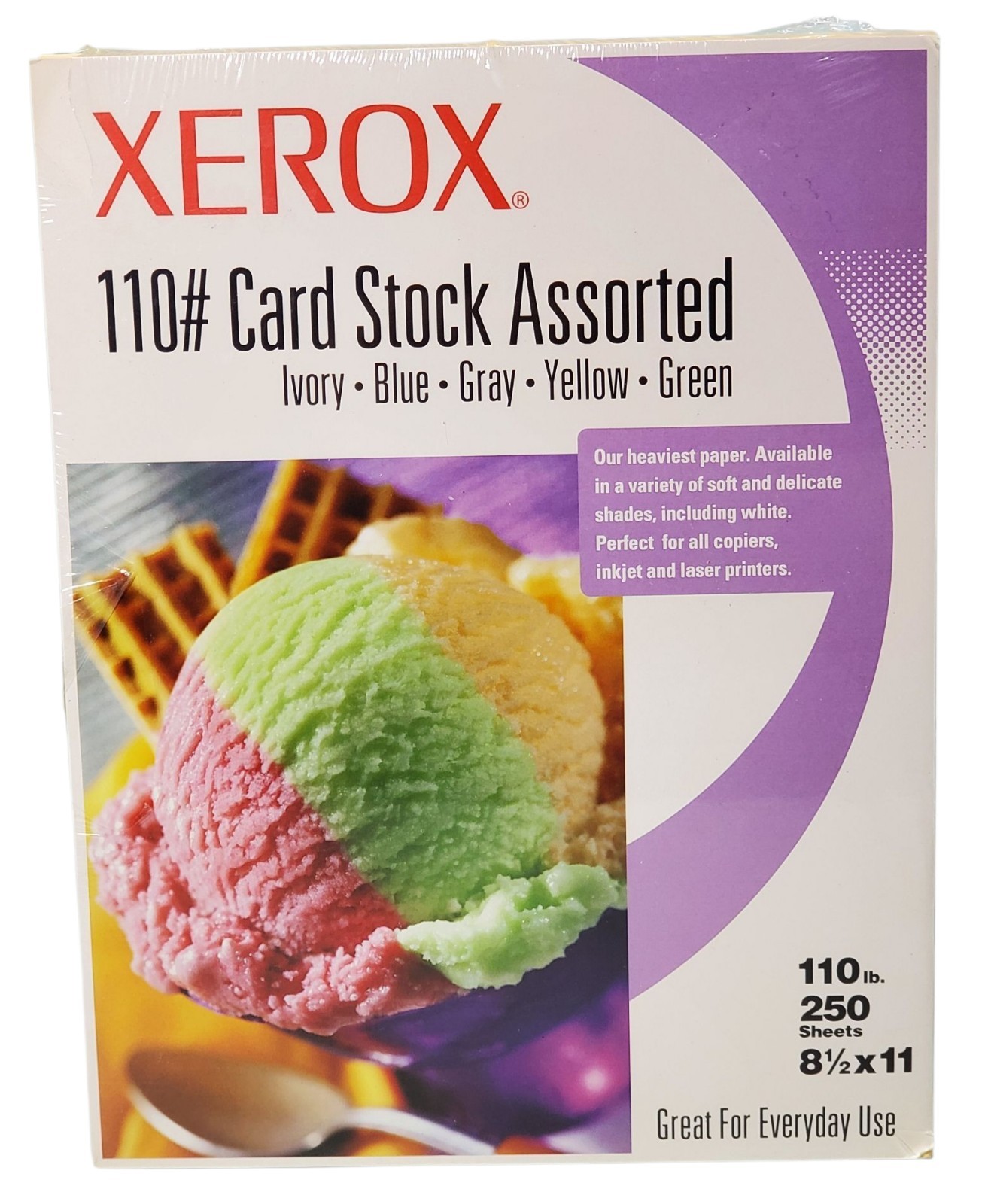 Xerox 110# Card Stock Color Variety Copy Printer Paper 250 Sheets 8 1/2″ × 11″