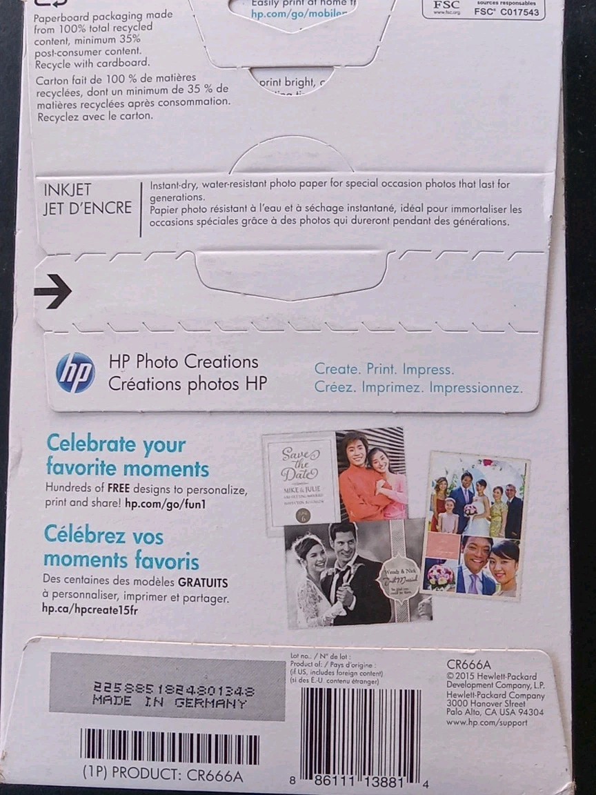 HP PREMIUM PLUS PHOTO PAPER 4X6″ Semi-GLOSS pack of 100 sheets NEW