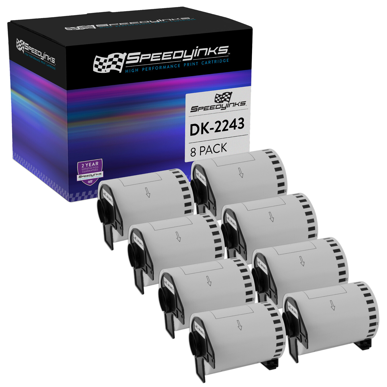 8PK Compatible Brother DK-2243 White Paper Tape – 4 in x 100 ft