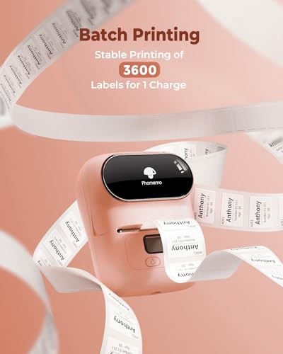 Label Printer M110 Upgraded Label Maker Baby Pink with 1 Roll of Labels