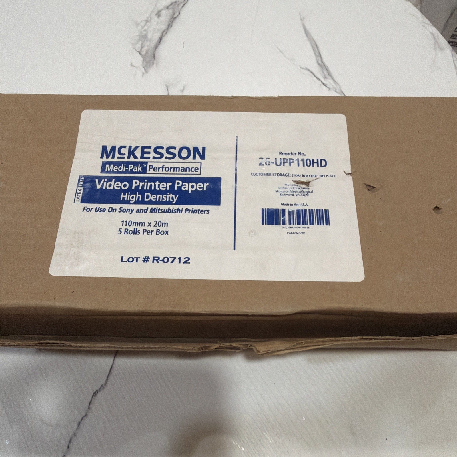 McKesson Video Paper- High Density, 26-UPP110HG 110mm x 20 meter roll, Box of 3