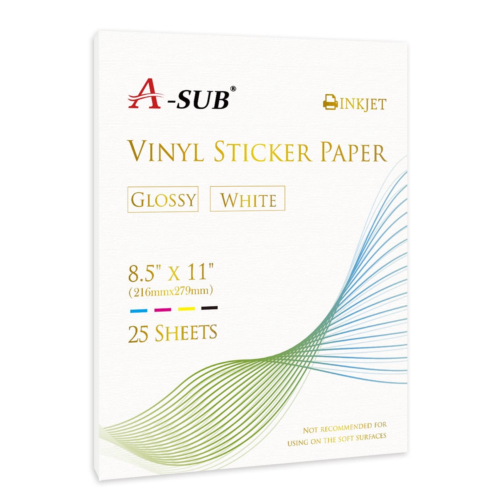 A-SUB 25 Sheets Vinyl Sticker Paper for Inkjet Printer – Glossy Printable Vin…