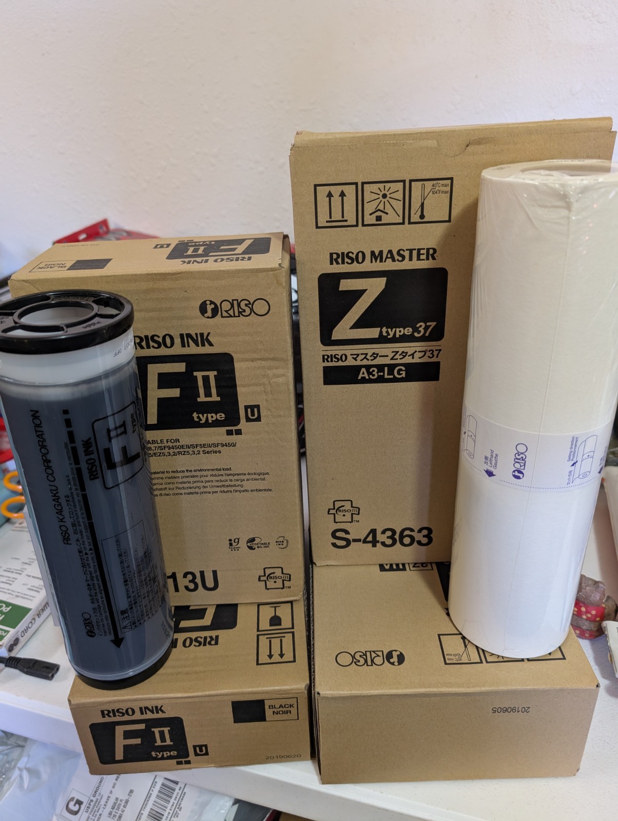 2 RISO Master Z Type 37 S-4363 (2) +2 RISO Ink F Type II Black U (2) – New Lot