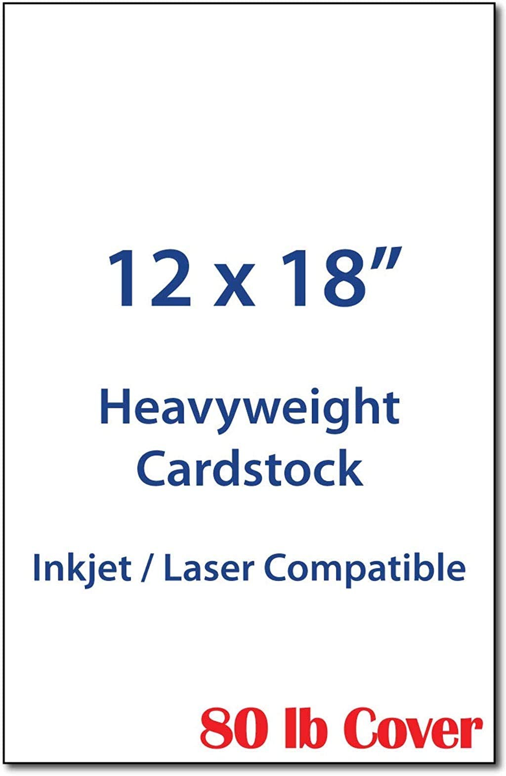 12″ x 18″ Cardstock Paper – 50 Sheets – Heavy 80lb Cover (218gsm) White Matte…